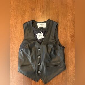 NWT American Eagle Black Vegan Leather Vest